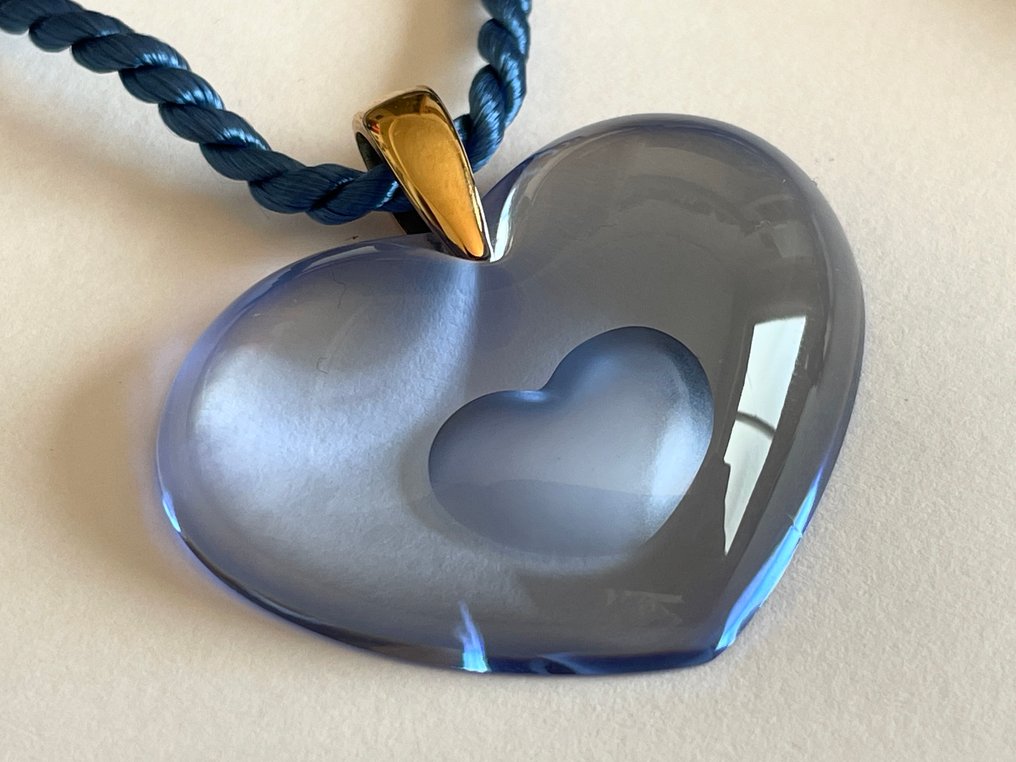 René Lalique - «Tendre coeur» (σε κουτί) - Κρύσταλλος, βουτηγμένο σε χρυσό. - Κρεμαστό κόσμημα #4.3