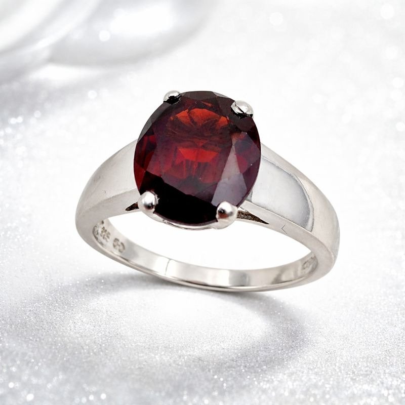 Senza prezzo di riserva - Anello Argento - Granato (Certificato) #1.0