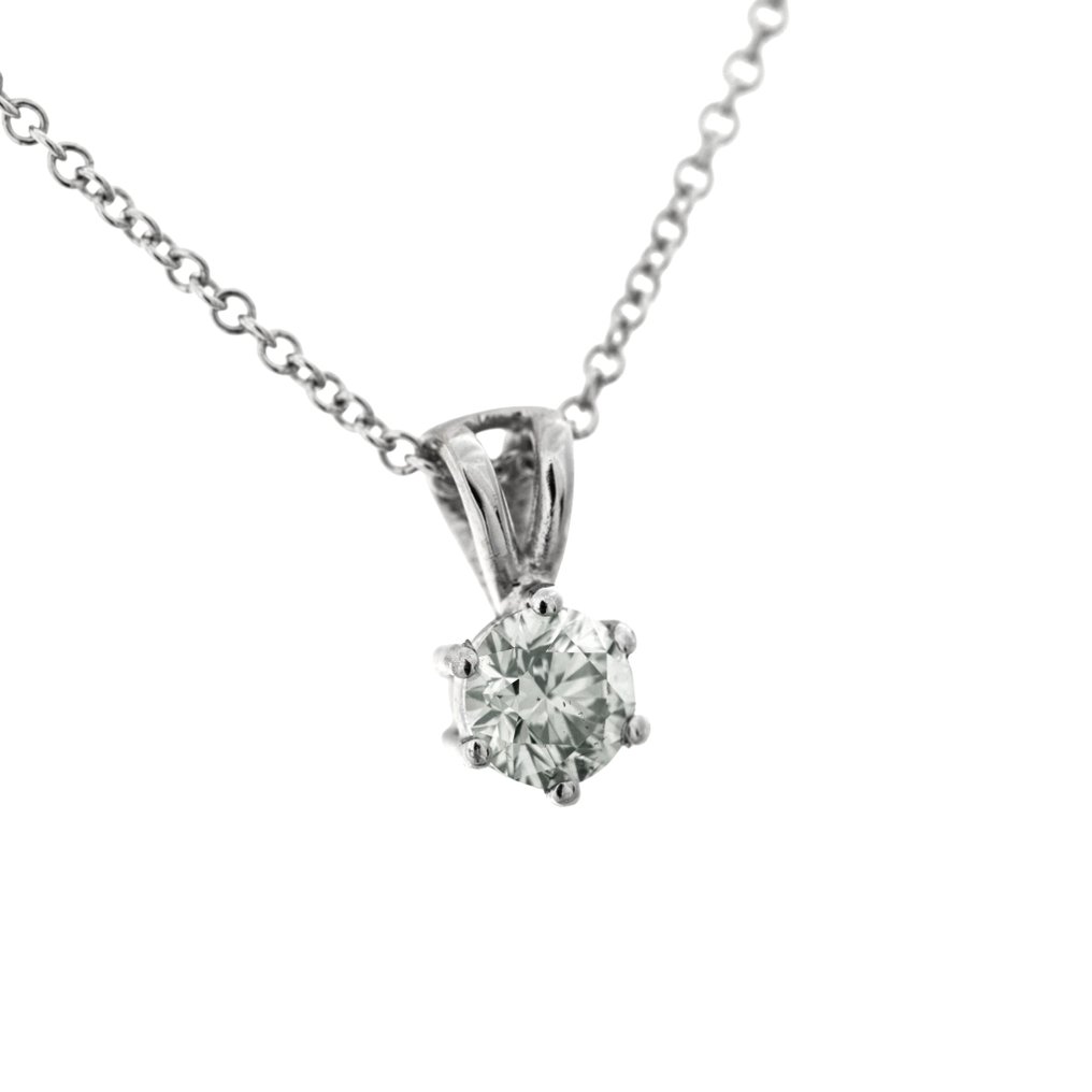 没有保留价 - 吊坠项链 - 14K包金 白金 -  0.51ct. tw. 灰色 钻石 (天然色彩的) #4.3