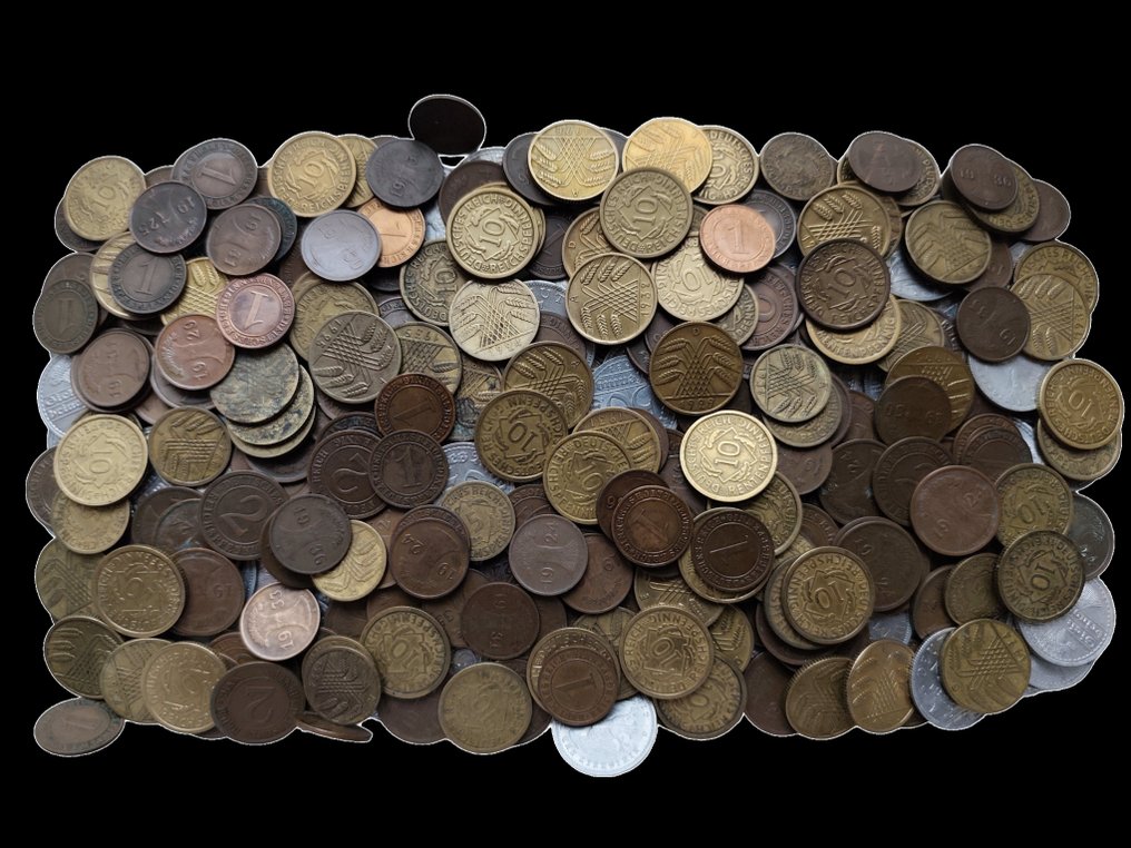 德国. Lot of ± 1 Kg of old coins - different dates Weimar Republic (没有保留价) #3.2