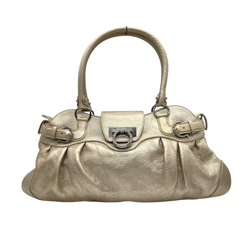 Salvatore Ferragamo - Marissa Gancini Pebbled Leather Hobo Bag - Τσάντα #2.1