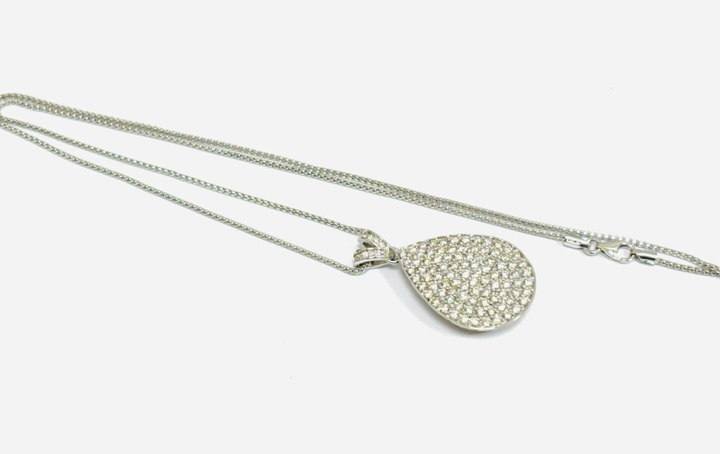 Κολιέ με μενταγιόν - 18 καράτια Λευκός χρυσός -  3.90ct. tw. Διαμάντι (Φυσικό)  - Κατασκευασμένο στην Ιταλία #3.2