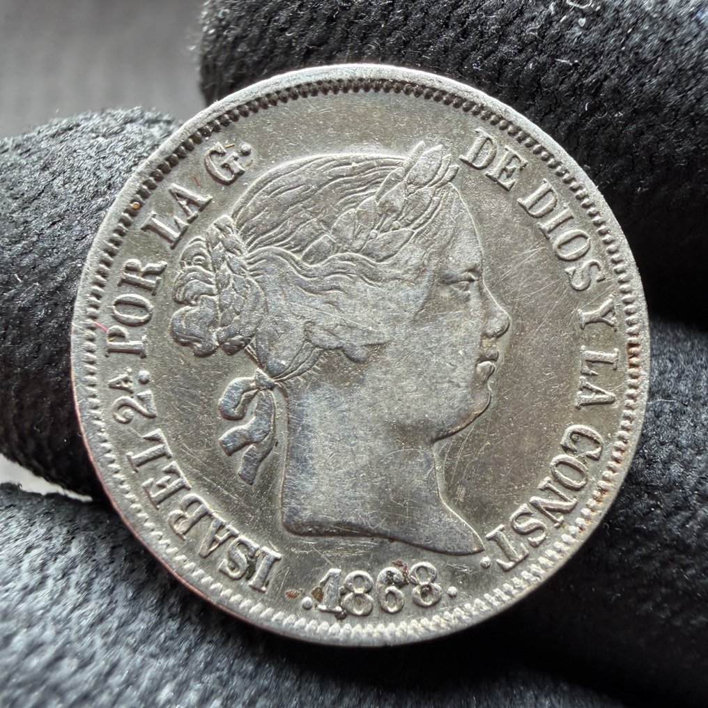 Spanien. Isabella 2.. 20 Centavos de Peso 1868  (Ingen mindstepris) #1.0