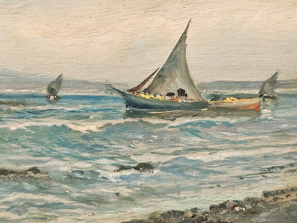 Radames Scoppa (1877 - 1957) - Marina con pescatori #3.2