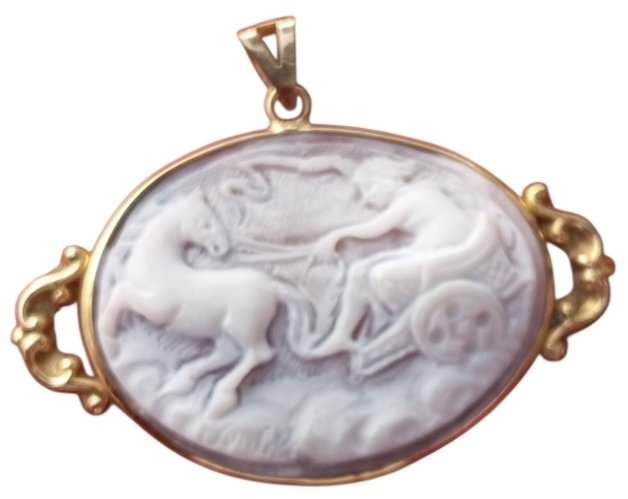 No reserve price - Cameo - 18 kt. Yellow gold, Gold 750 (18Kt) - 18K gold cameo pendant #2.1
