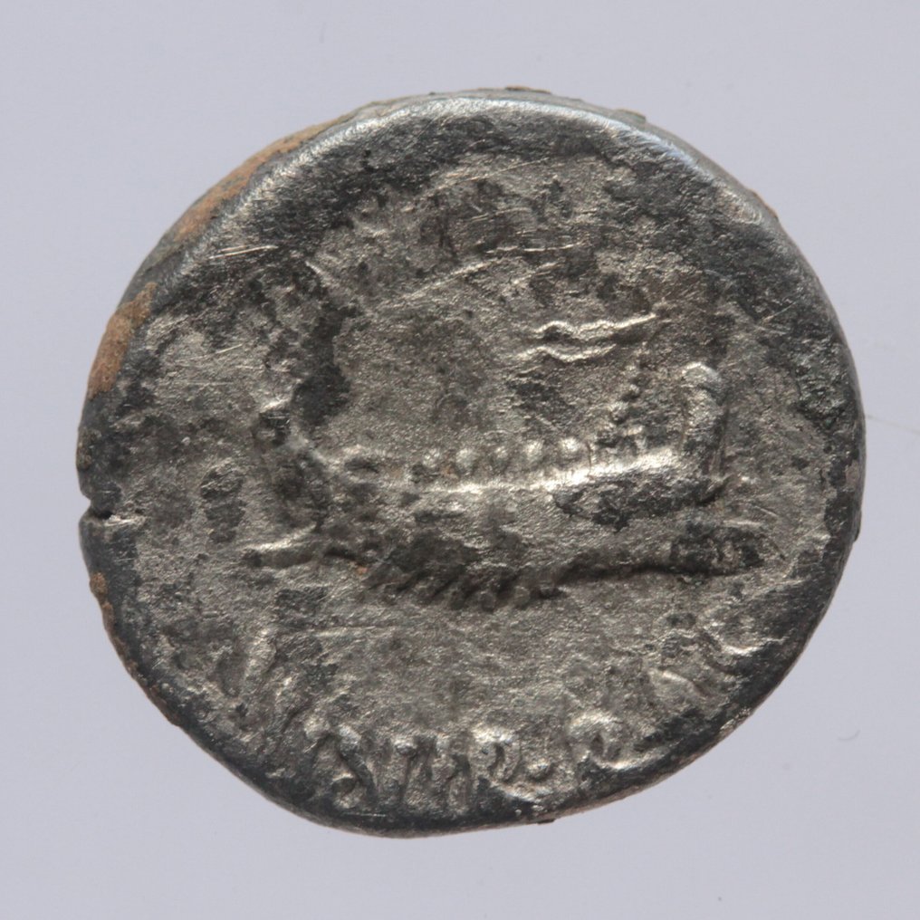 Ρωμαϊκή Αυτοκρατορία. Mark Antony. Denarius 32-31 BC. Galley / Legionary Eagle  (χωρίς τιμή ασφαλείας) #2.1