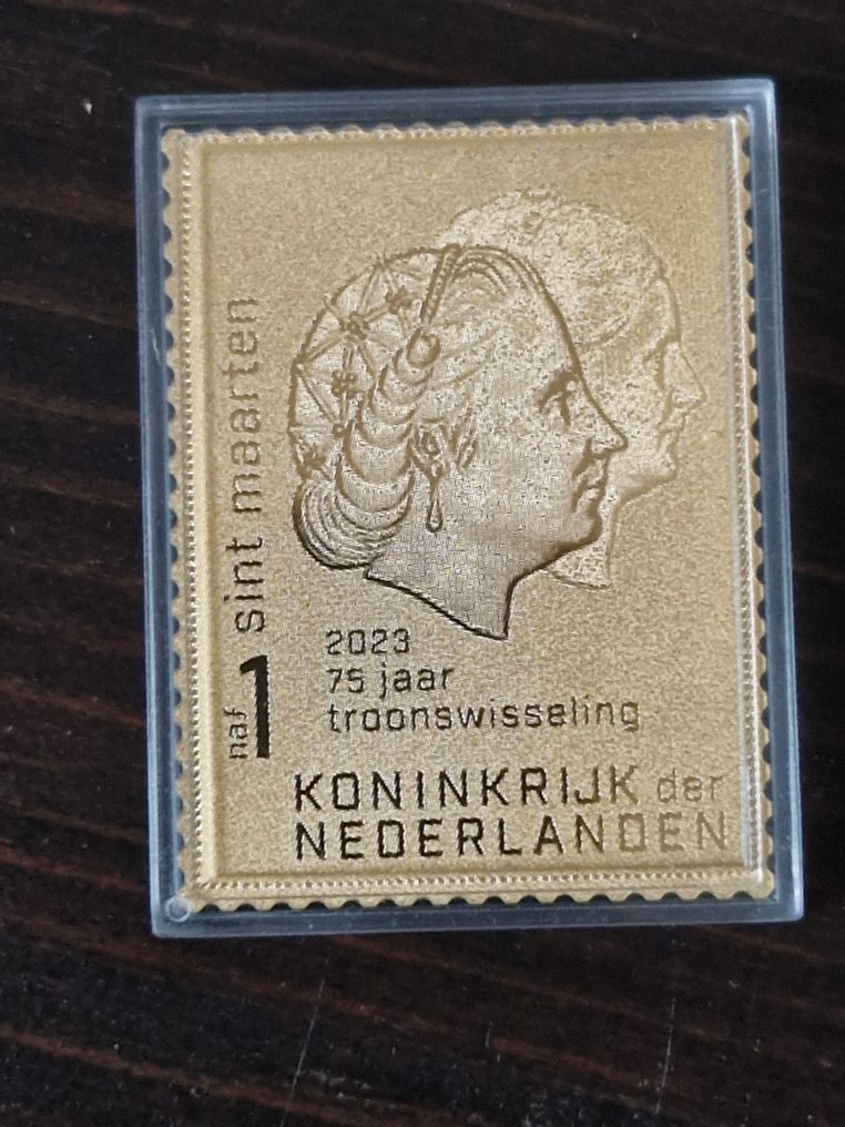 圣马丁岛 2024 - 24克拉金色邮票 皇位交接25周年 #1.0