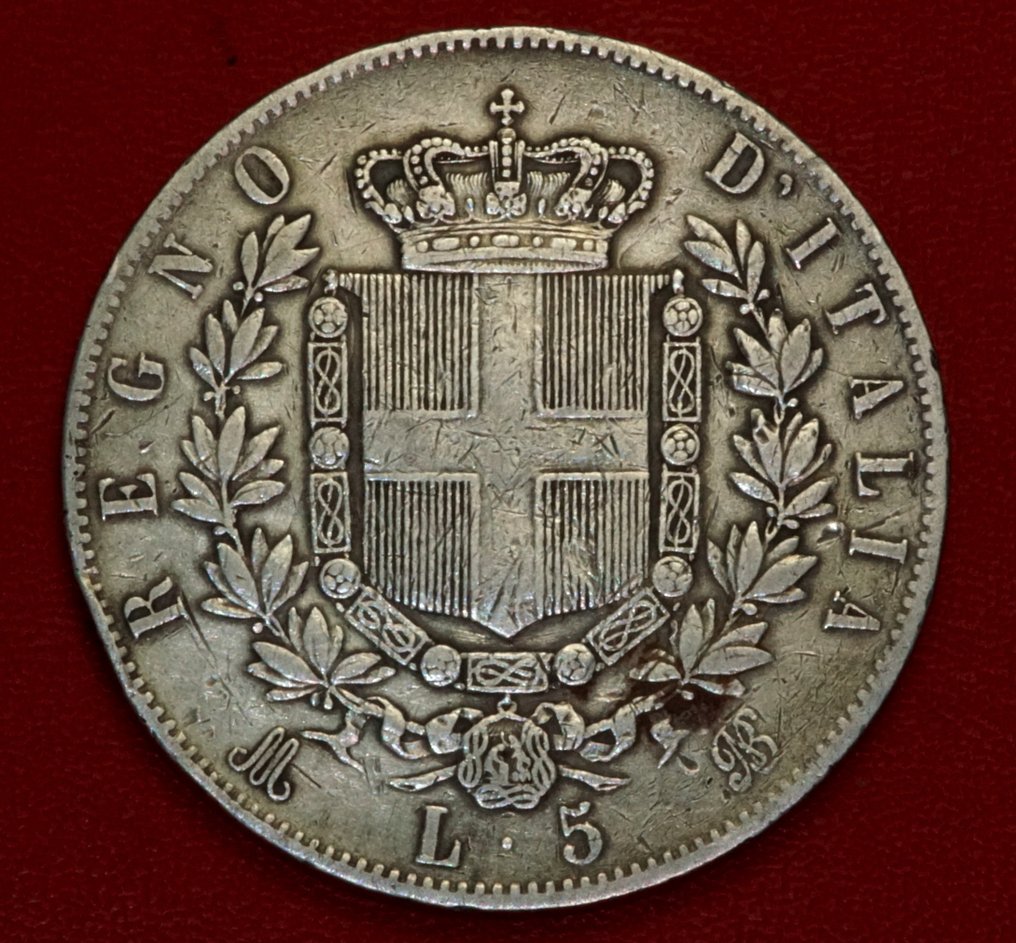Italien, Kongerig Vittorio Emanuele II. 5 Lire 1874/1876 (3 monete) (Ingen mindstepris) #2.1