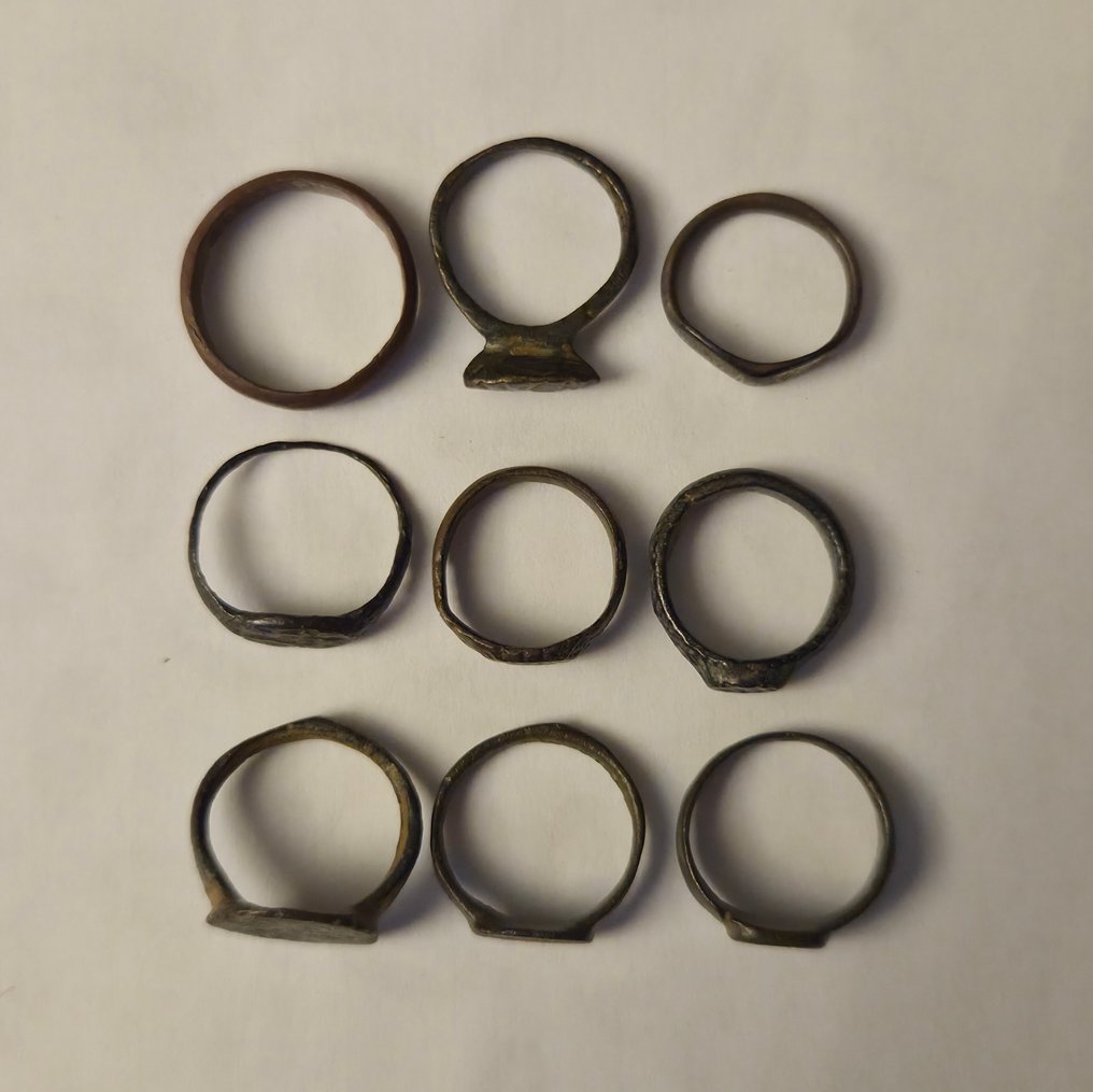 romersk-medieval Bronze Ring - Lot 9 ringe  (Ingen mindstepris) #2.1