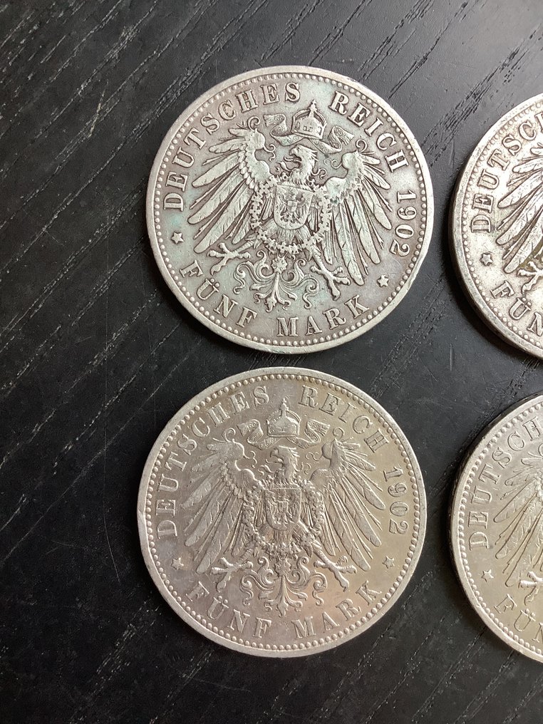 德国， 帝国 5 Mark 4x 1902/1903 - Prussia & Bavaria  (没有保留价) #4.3