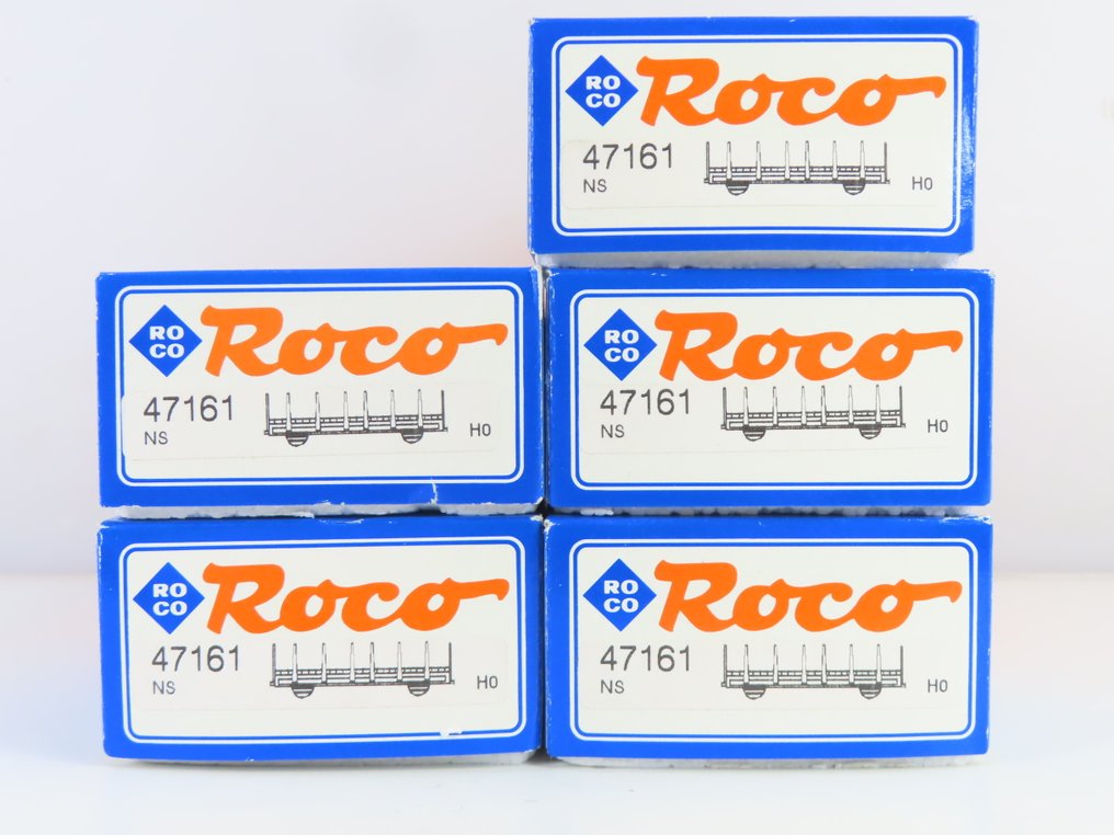 Roco H0轨 - 47151 - 模型火车货运车厢 (4) - 5台带货物（管子）的二层货车 - NS #4.3