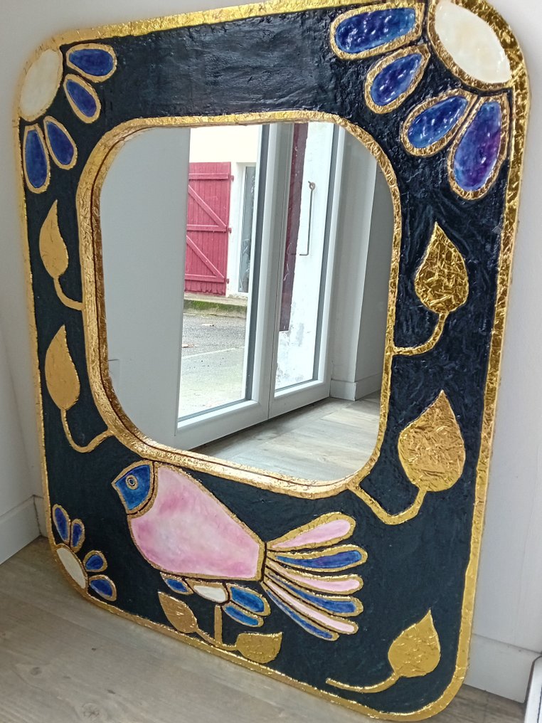 K. Line - In the manner of Mithé Espelt - Καθρέφτης  - Ξύλο, Γυαλί - Καθρέφτης, χρυσό φύλλο #1.0