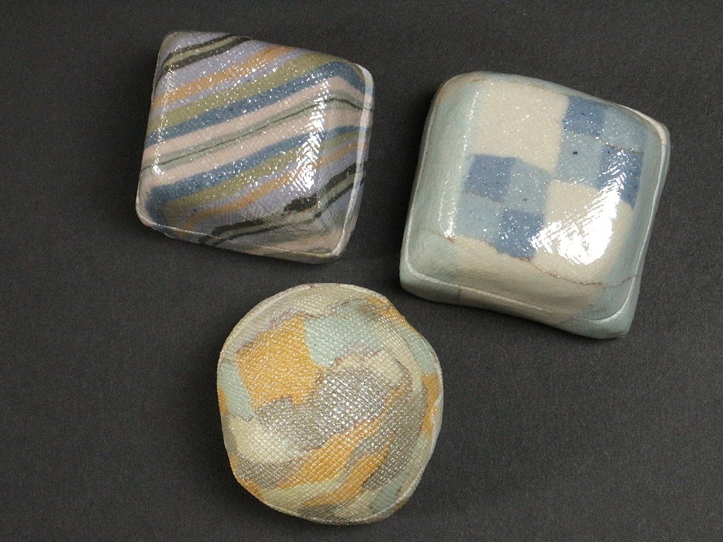 花瓶 - 錬込大理石纹陶瓷小箱（若杉直美） - 益子陶器 - 日本  (没有保留价) #3.2