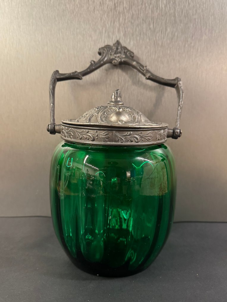 Βάζο μπισκότων - Γυαλί, Μέταλλο - Bonbonnière Αρ Νουβό #1.0