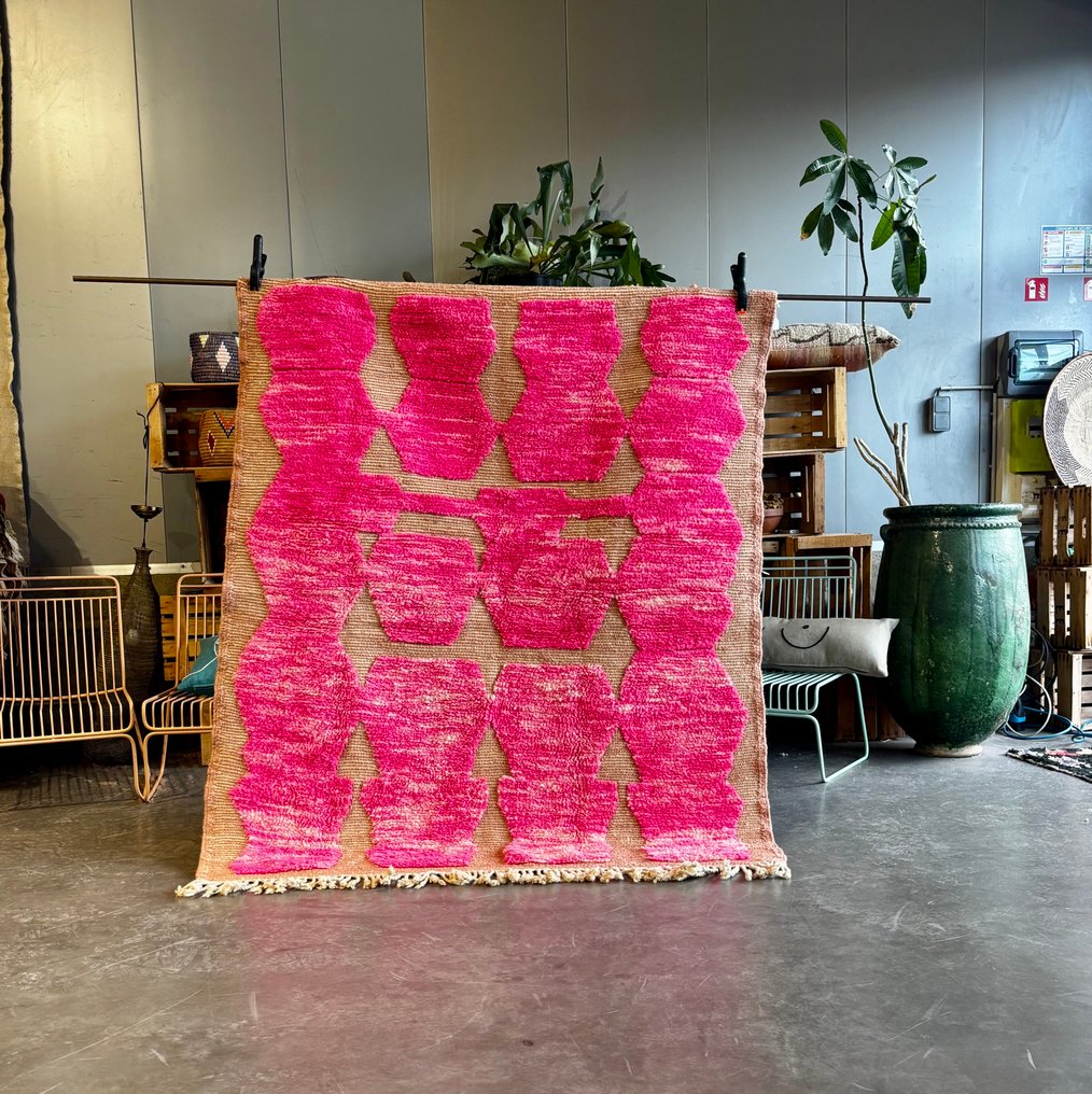 Ροζ Μαροκινό Μοντέρνο Μπέρμπερ Μαλλί Χαλί - Χαλί - 200 cm - 160 cm - Χειροποίητο χαλί από μαλλί #1.0