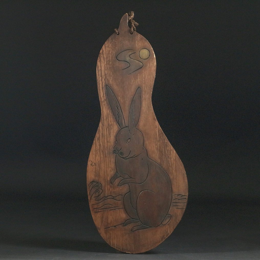 葫芦形木牌——兔子与满月设计 - 匾 - 木 #1.0