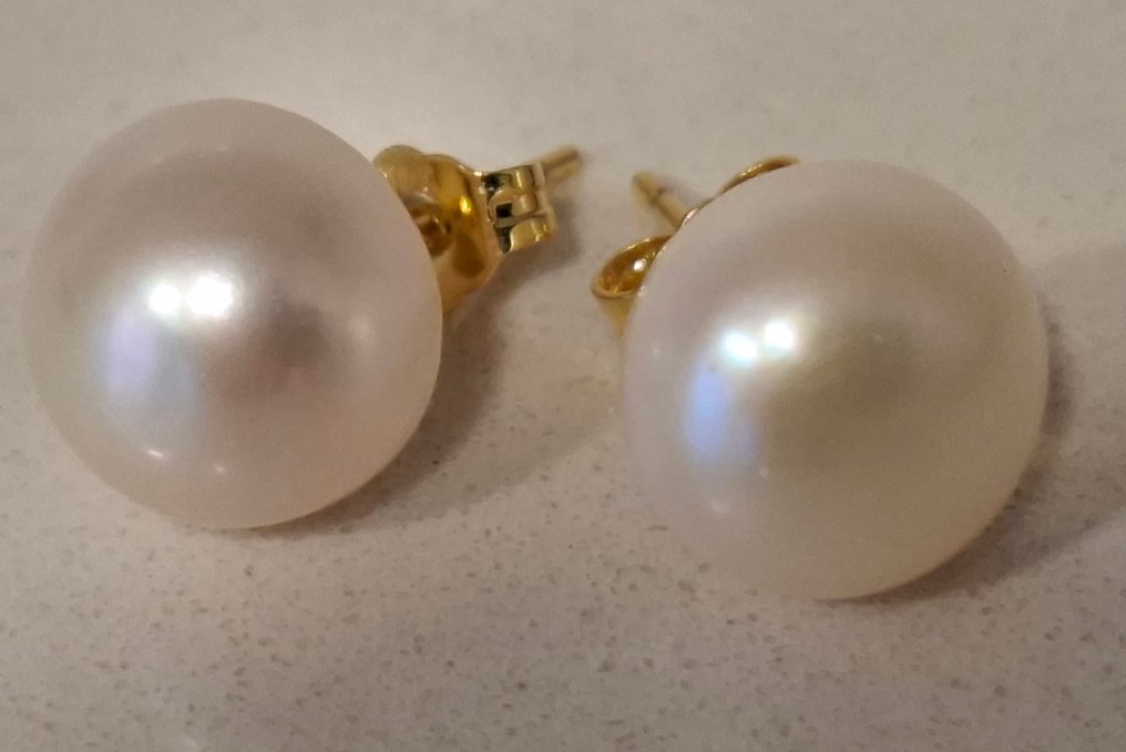 Ingen mindstepris - Øreringe - 14 karat Gulguld, Perla Akoya - Perlas Akoya 10 mm #1.0