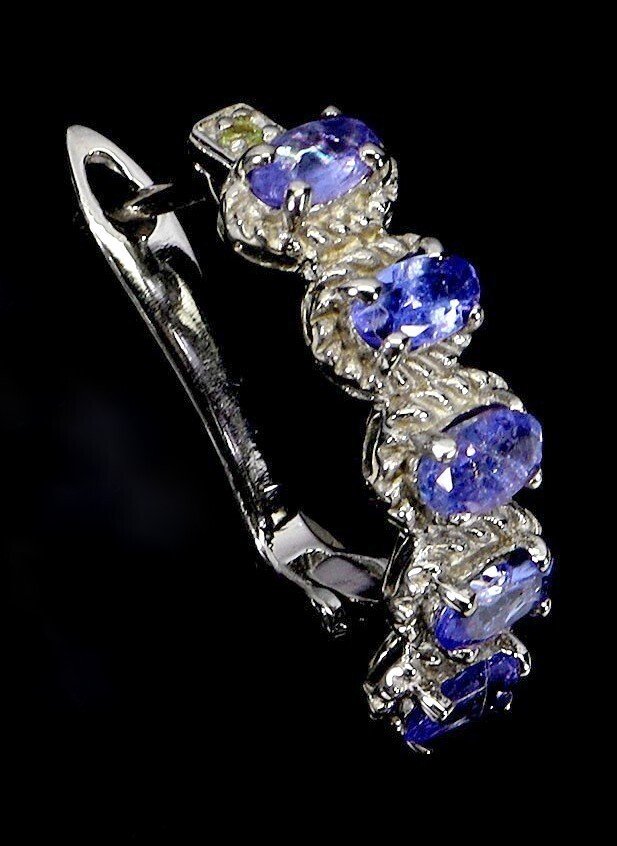 Senza prezzo di riserva - Orecchini Argento Tanzanite - Peridot #2.1