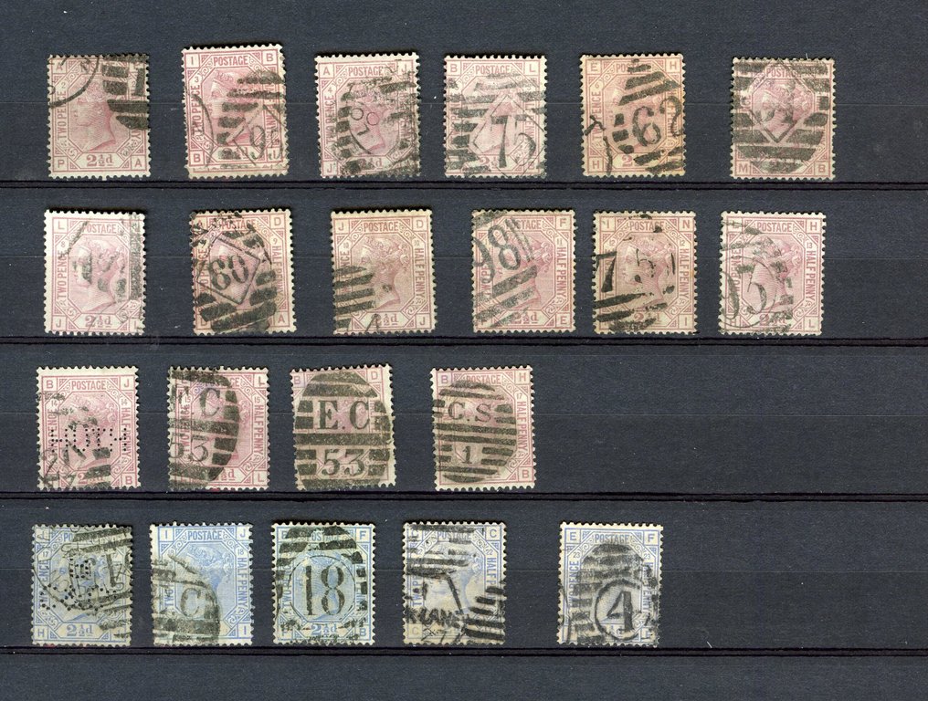 大不列顛  - 收藏编号 - Queen Victoria - 大彩色角字母 #2.1