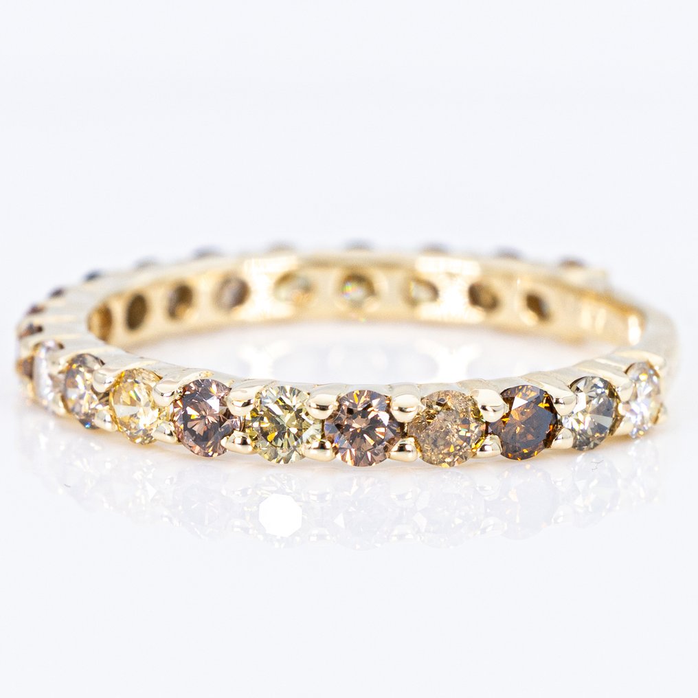 χωρίς τιμή ασφαλείας - Δαχτυλίδι - 14 καράτια Κίτρινο χρυσό -  1.08ct. tw. Διαμάντι (Φυσικού χρώματος) #1.0