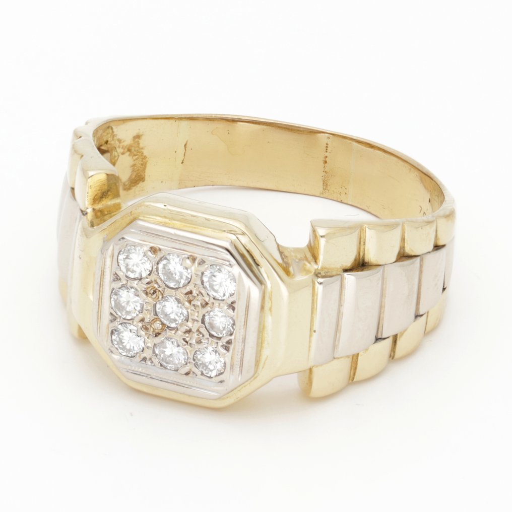 戒指 - 18K包金 黄金 钻石 (天然)  #1.0