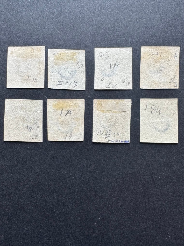 荷蘭 1852 - 威廉三世国王，Plaat I，带有半月形印章。 - NVPH 1a, 1b en 1c #1.0