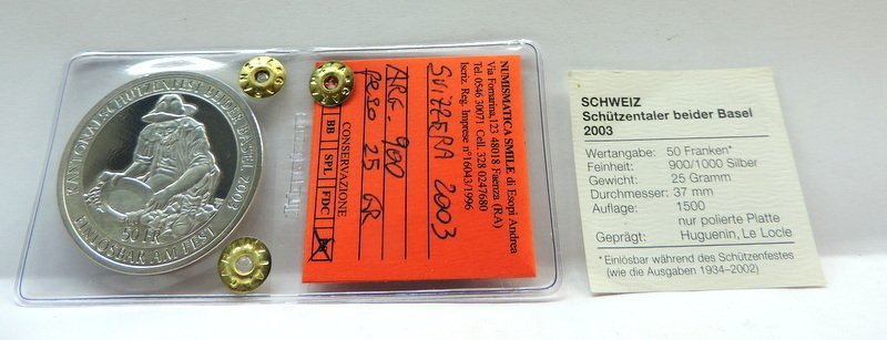 Switzerland. 50 Francs 2003 "Tiro federale, Basel" (No reserve price) #2.1