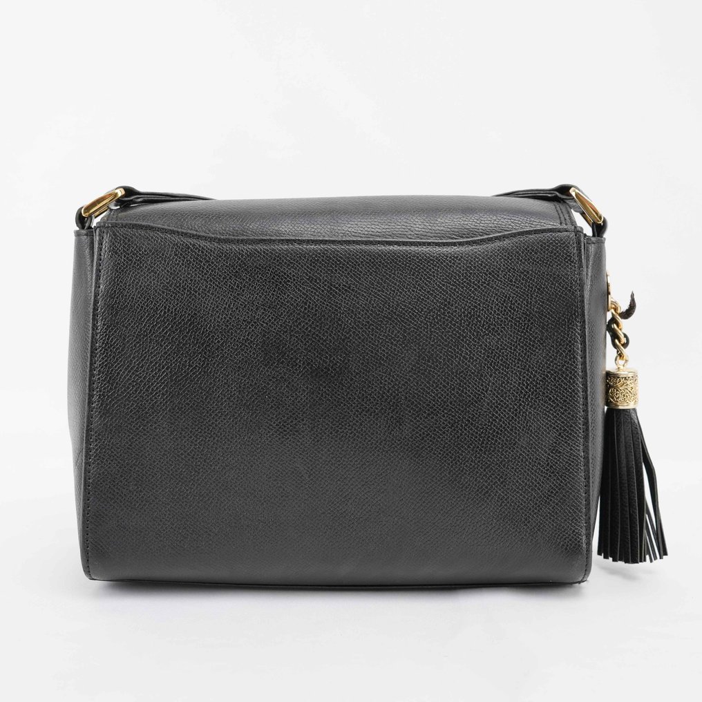 Valentino - Valentino Garavani Black Leather Shoulder Bag with Tassel & Gold-Tone Hardware – Made in Italy - Shoulder bag #3.2