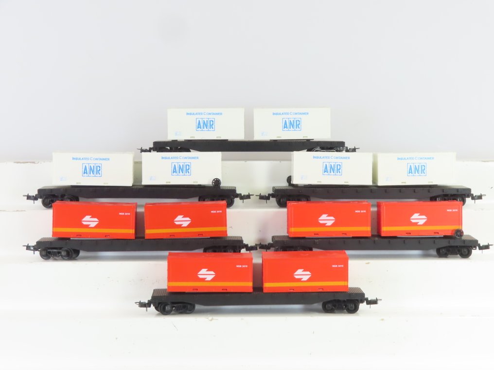 Freightline H0 - P620/P625 - Τρένο μοντελισμού μεταφοράς εμπορευμάτων (6) - 6x φορτηγά κοντέινερ με φορτίο, μεταξύ άλλων με εκτύπωση «ANR». - Canadese Spoorwegen #1.0