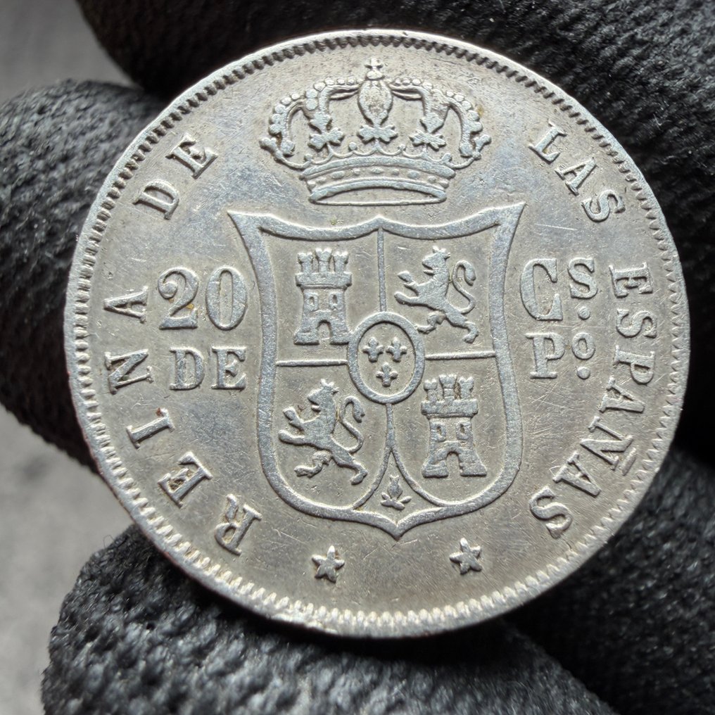 Spanien. Isabella 2.. 20 Centavos de Peso 1868  (Ingen mindstepris) #3.2