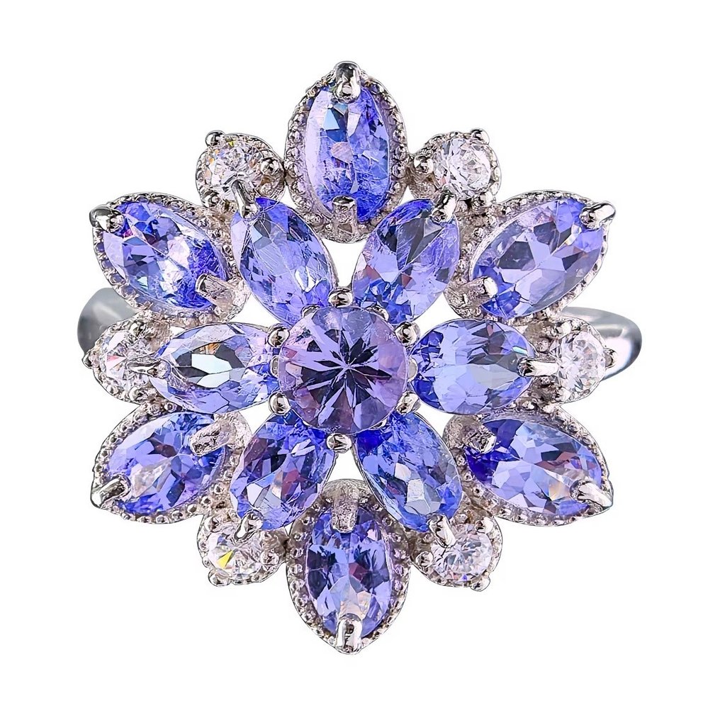 Ingen mindstepris - Ring 925 sølvring med naturlig Tanzanit #3.2