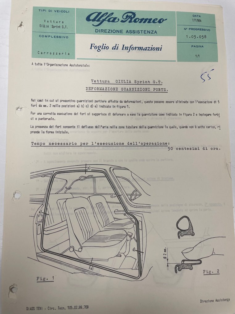 Raccolta istruzioni aggiornamento, fogli informazione e segnalazioni tecniche Alfa Romeo dal 1962 al - Διαφημιστικό φυλλάδιο - 1962-1974 #4.3