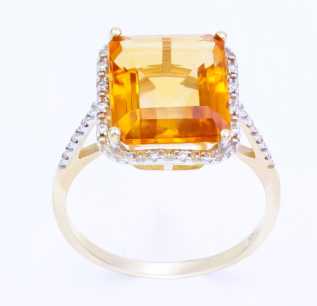 χωρίς τιμή ασφαλείας - Δαχτυλίδι - 14 καράτια Κίτρινο χρυσό Κιτρίνης - Διαμάντι - US-7 #2.1