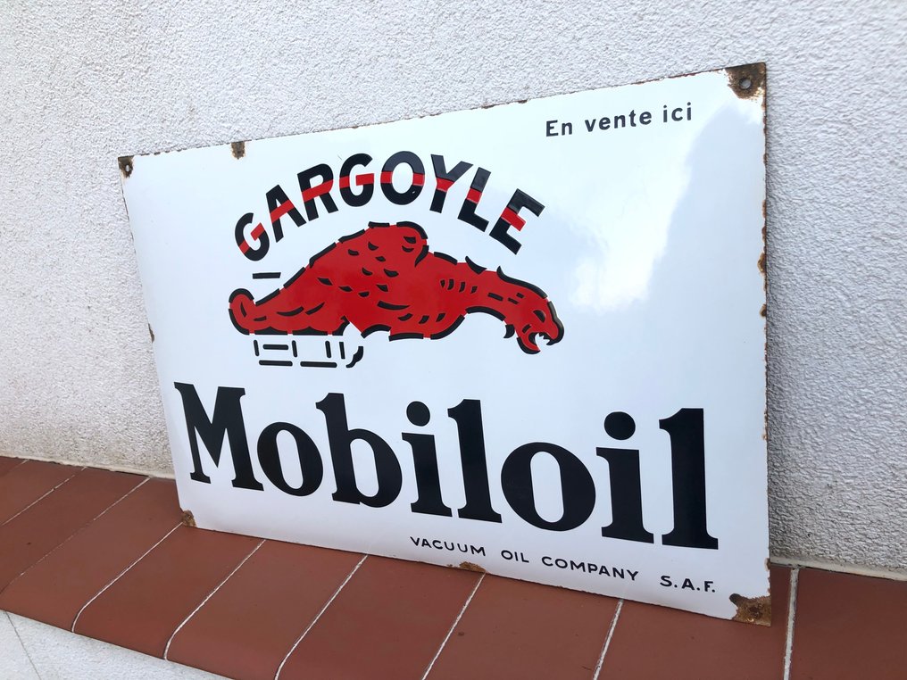 Παλαιό vintage σήμα εμαγιέ - Mobiloil Gargoyle Garage Service Advertising Sign #2.1