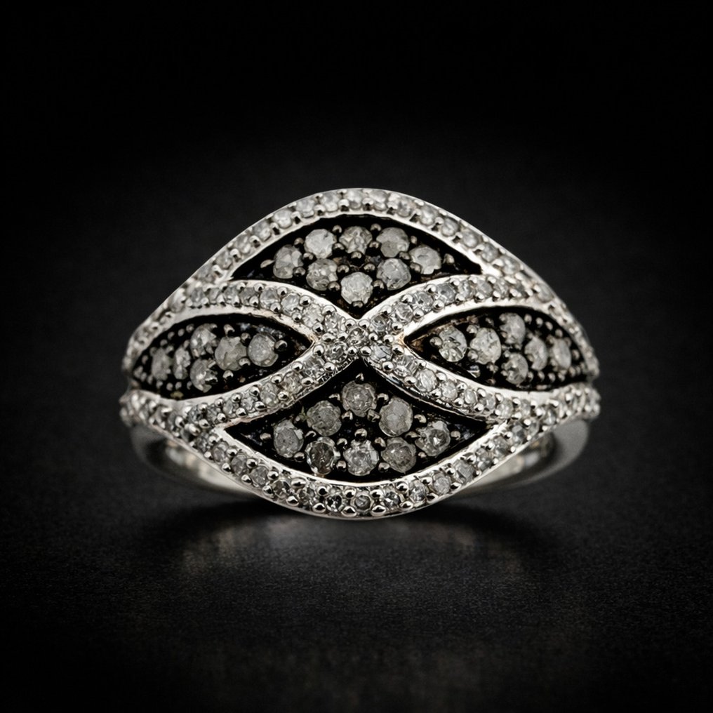 Senza prezzo di riserva - Anello Argento - Diamanti (Certificati) #1.0