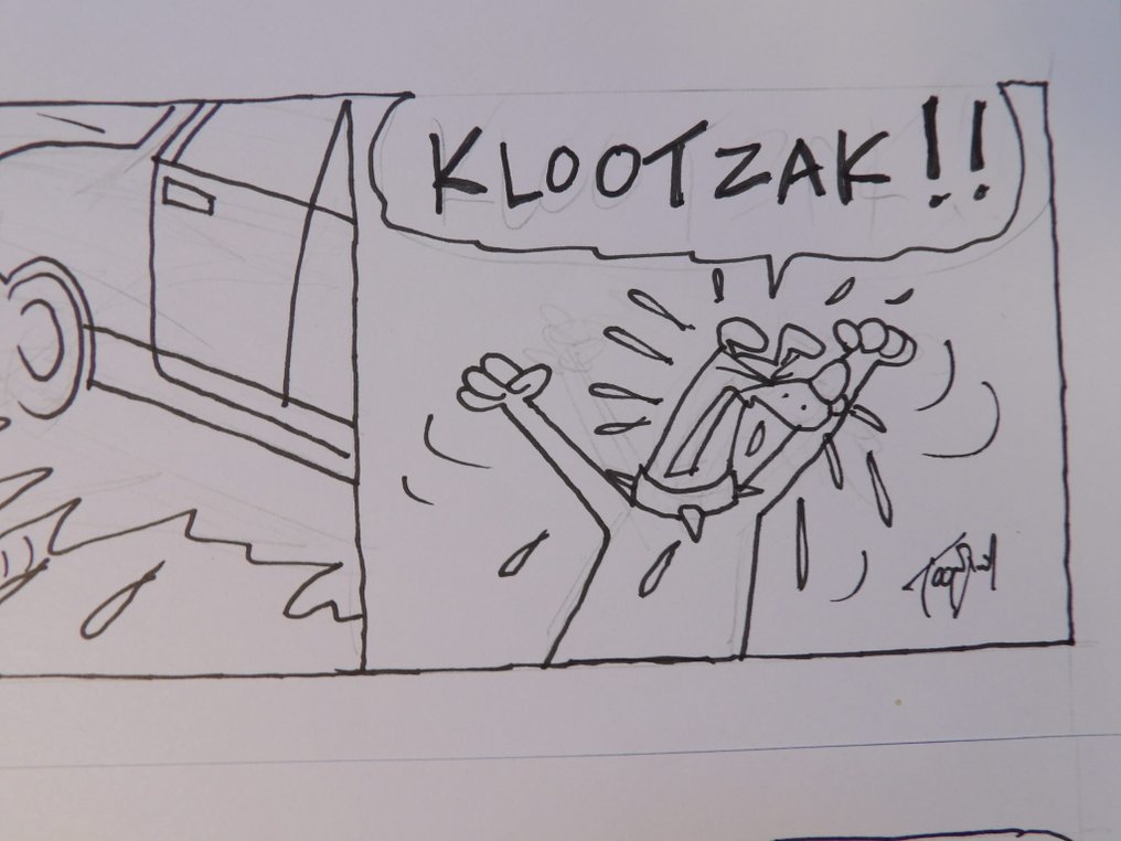 Toon van Driel - 2x originele strookjes - F.C. Knudde + De Stamgasten - gebruikt voor o.a. Het AD - 2 alkuperäinen piirros #3.2