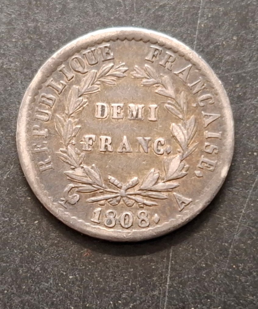 法國. 拿破崙一世 (1804-1814). 1/2 Franc 1808-A, Paris  (沒有保留價) #1.0