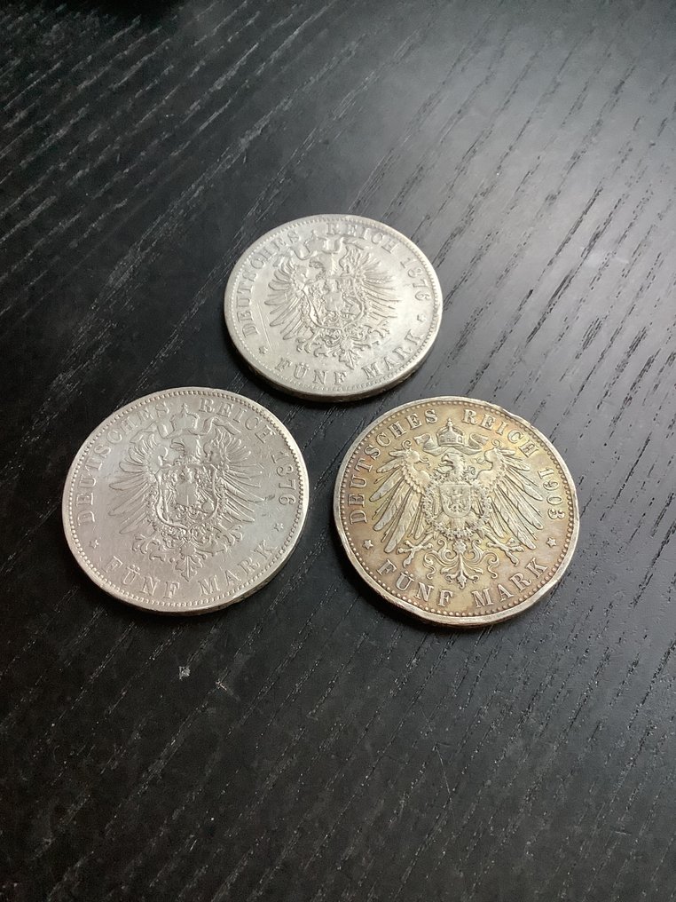 Germany, Empire 5 Mark 3x 1876/1903  (χωρίς τιμή ασφαλείας) #3.2