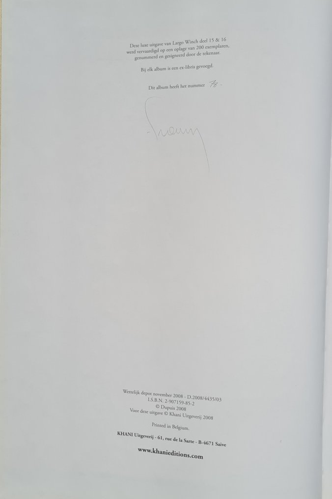 Largo Winch - De Weg en de Deugd - Khani bundelingen luxe groot formaat - 1 Album - 限量版和编号版 - 2008 #2.1