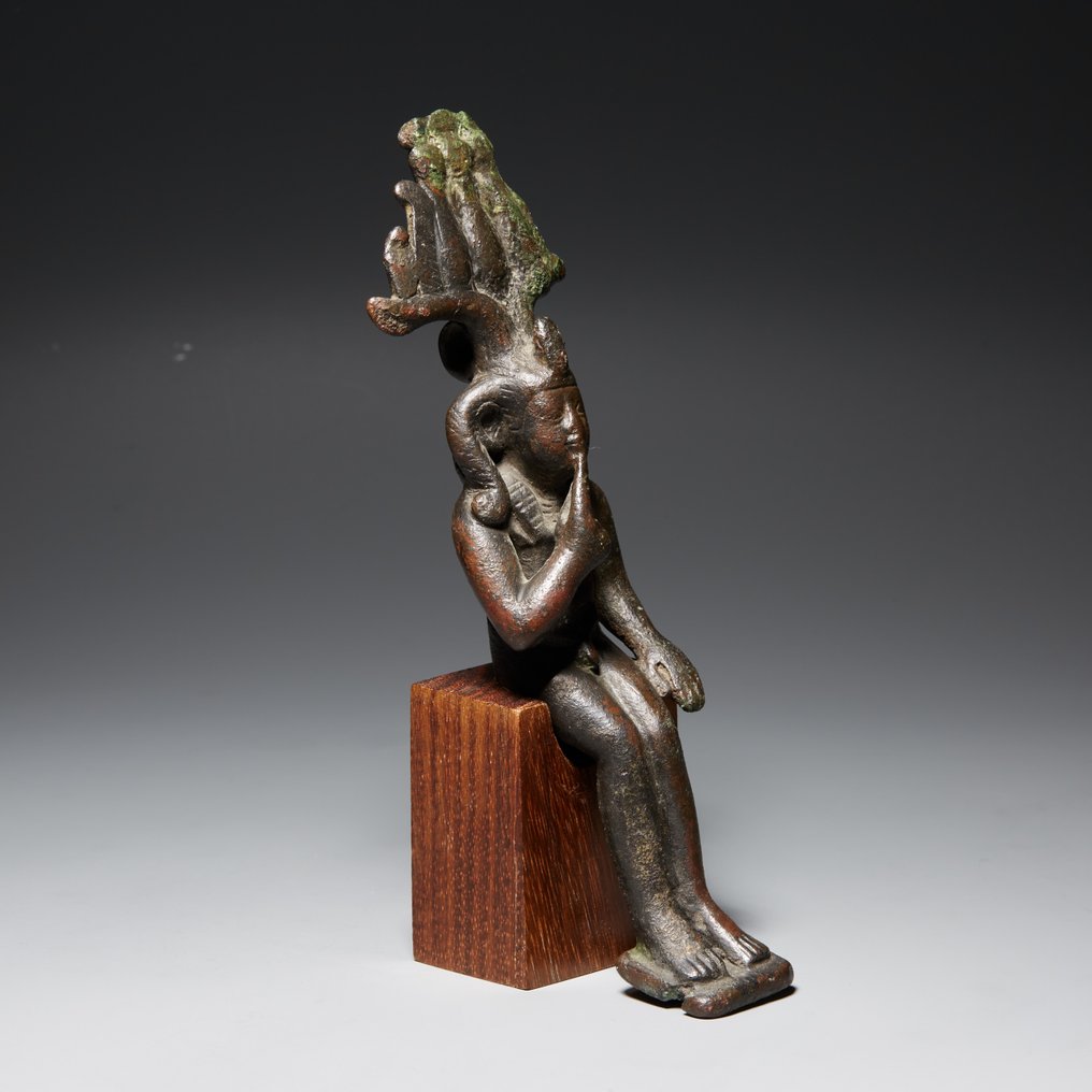 Αρχαία Αιγυπτιακή Μπρούντζος Εικόνα θεού Harpocrates. Ύστερη Περίοδος, 664 - 332 π.Χ. Ύψος 15,6 εκ. #2.1