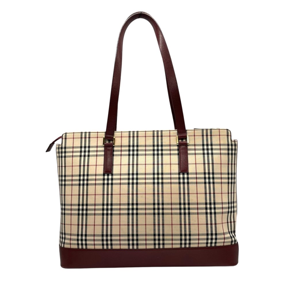 Burberry - Nova Check Canvas Leather Tote Bag Shoulder Carry Gold Hardware - Mulepose #1.0