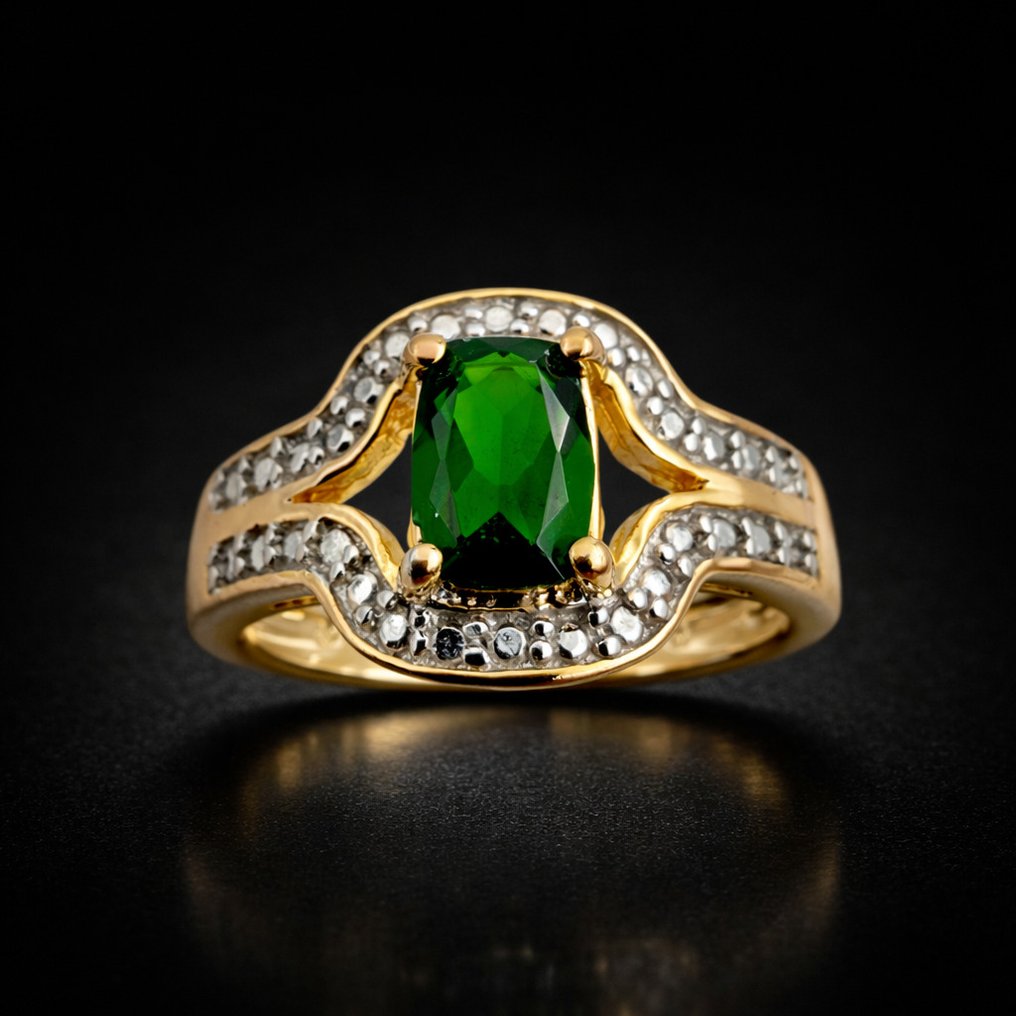 Senza prezzo di riserva - Anello Argento - Diopside (Certificato) #1.0