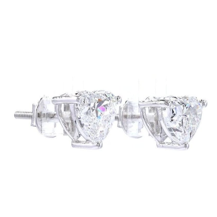 Καρφωτά σκουλαρίκια - 18 καράτια Λευκός χρυσός -  3.02ct. tw. Διαμάντι (Εργαστηριακής καλλιέργειας) - D (Αχρωμος) #3.2