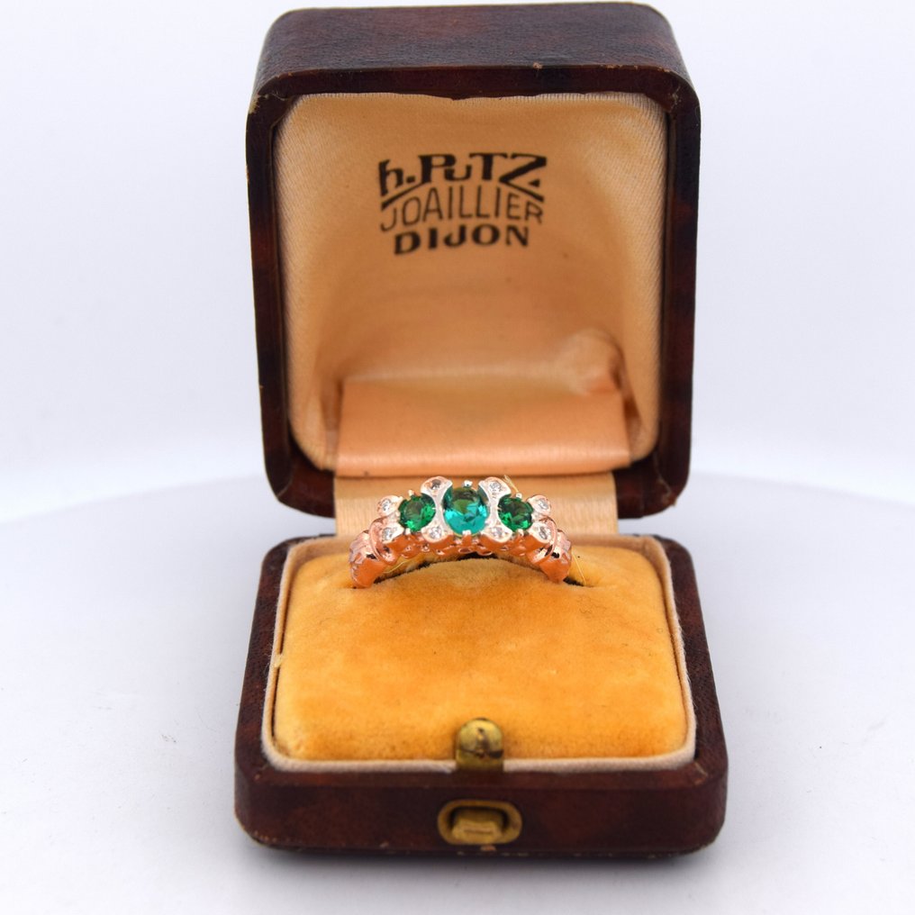 没有保留价 - 臂环 - 9 kt. 玫瑰金 -  1.06ct. tw. 电气石 - 祖母绿 #1.0