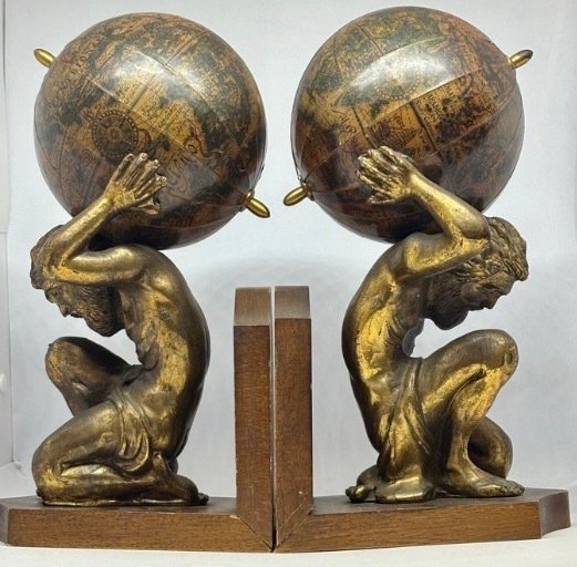 书挡 (2) - 木, 树脂, 纸, 铜绿青铜 #3.2