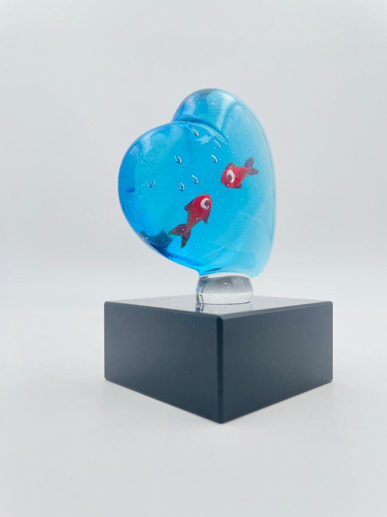 Guidotti - Γλυπτό, Cuore con pesci - 7 cm - γυαλί Murano - 2025 #4.3