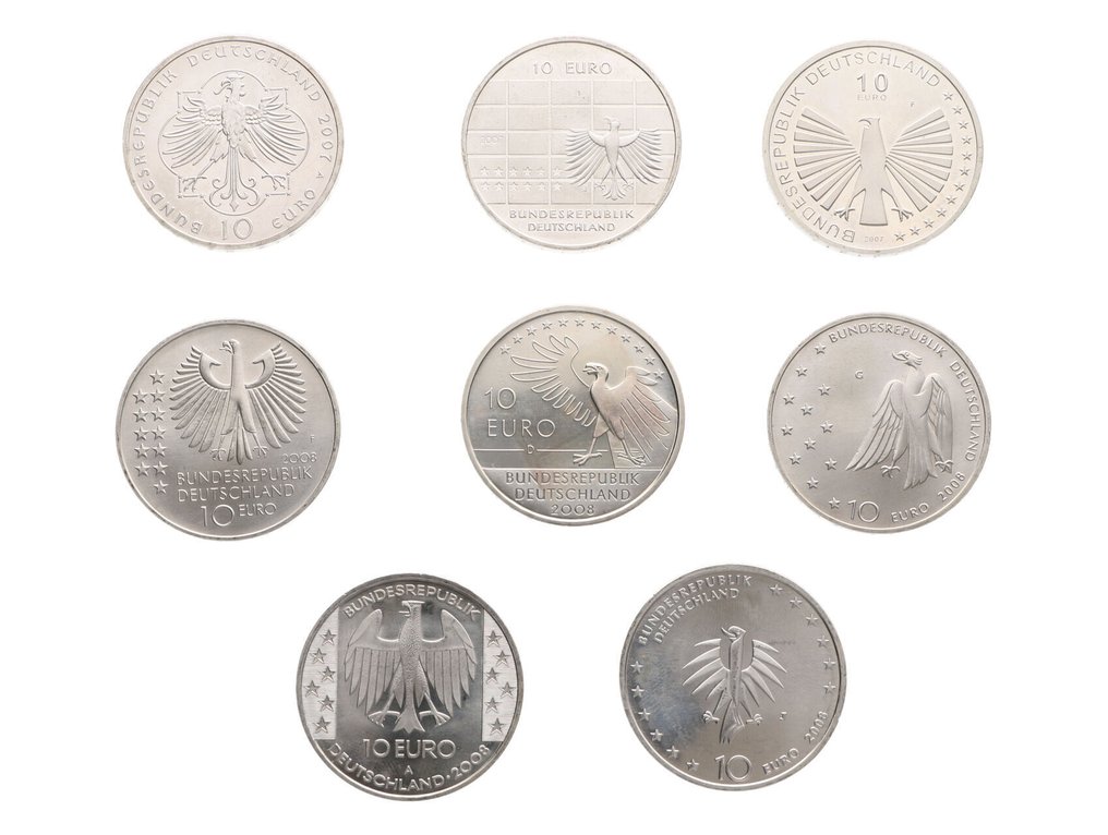 德國. 10 Euro 2007/2008 (5 coins)  (沒有保留價) #1.0