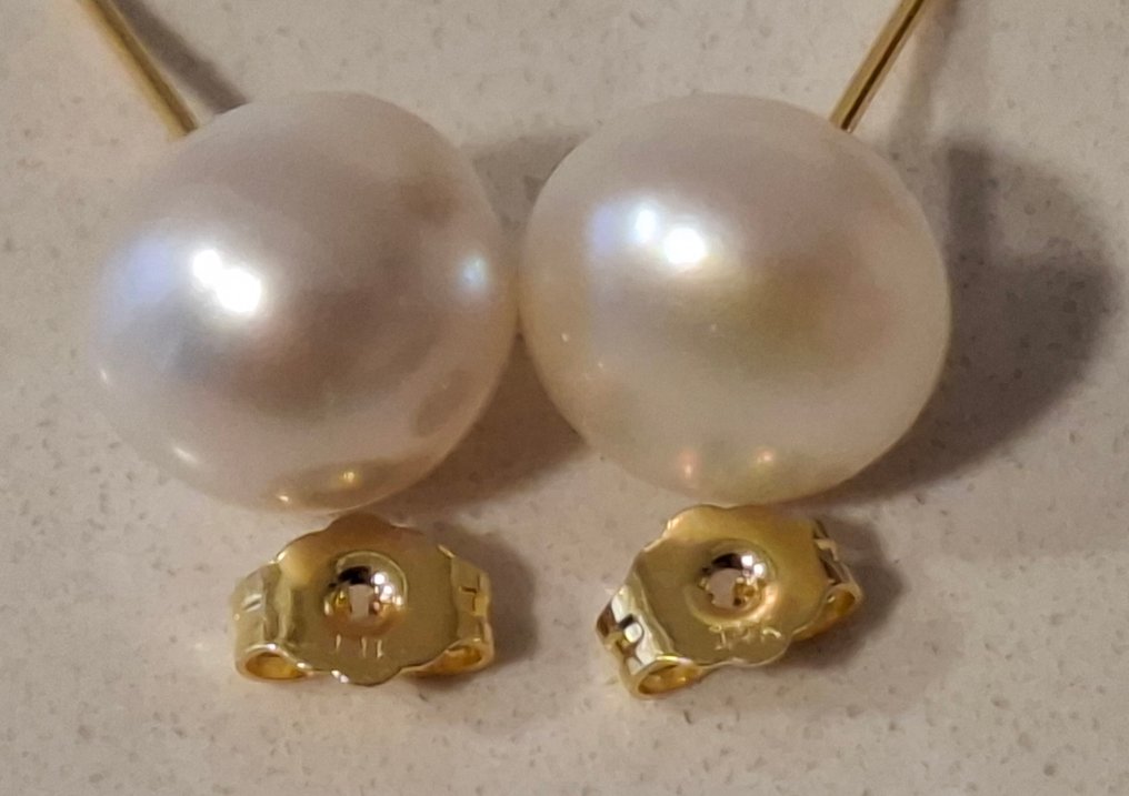 Ingen mindstepris - Øreringe - 14 karat Gulguld, Perla Akoya - Perlas Akoya 10 mm #4.3