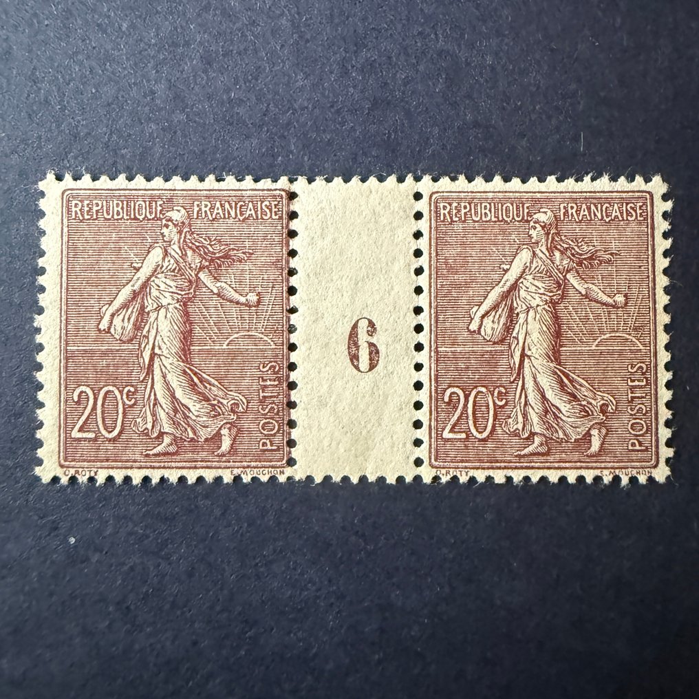 法國  - Yvert 131 “Semeuse 20c brun” 年份6，新品 *(轻微)* - TB #1.0