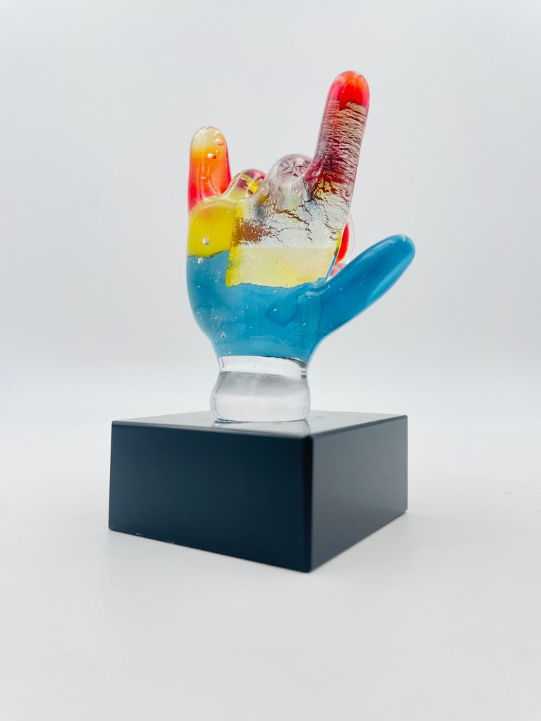 Guidotti - Sculpture, Mano con foglia d’Oro e argento. - 8 cm - Murano glass - 2025 #1.0